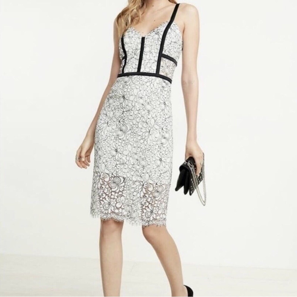 Express black and white lace cocktail dress